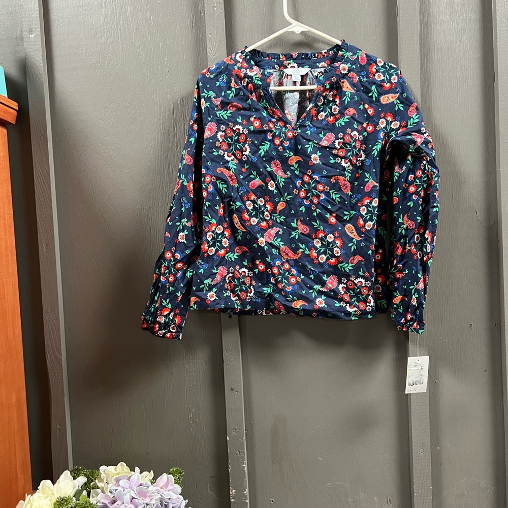 Croft & barrow women’s petite navy floral shirt